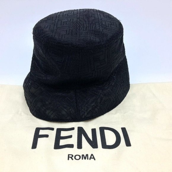 FENDI FF Zucca pattern mesh Bucket hat Nylon Black - Picture 4 of 11
